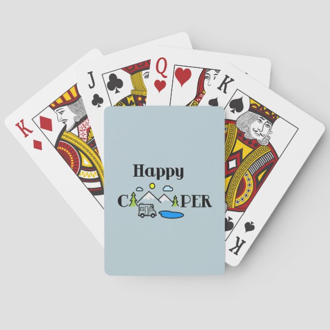 Baraja De Cartas Happy Camper Fun Nature Green Digital Art    (Reverso)