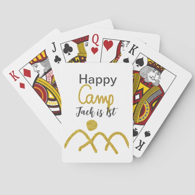 Baraja De Cartas Happy camping camper one birthday kids golden sun (Reverso)
