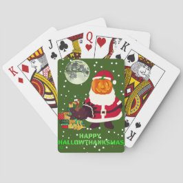 Baraja De Cartas "HAPPY HALLOWTHANKSMAS" regalo de fiesta navideña