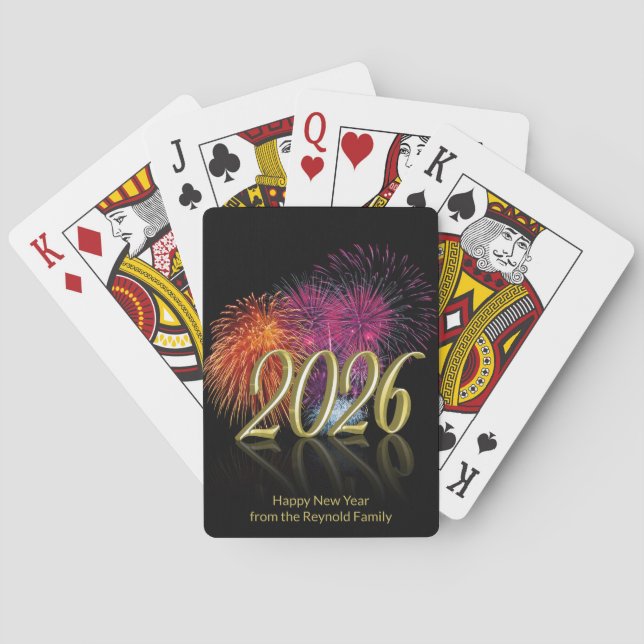 Baraja De Cartas Happy New Year Gold 2026 Fireworks (Reverso)