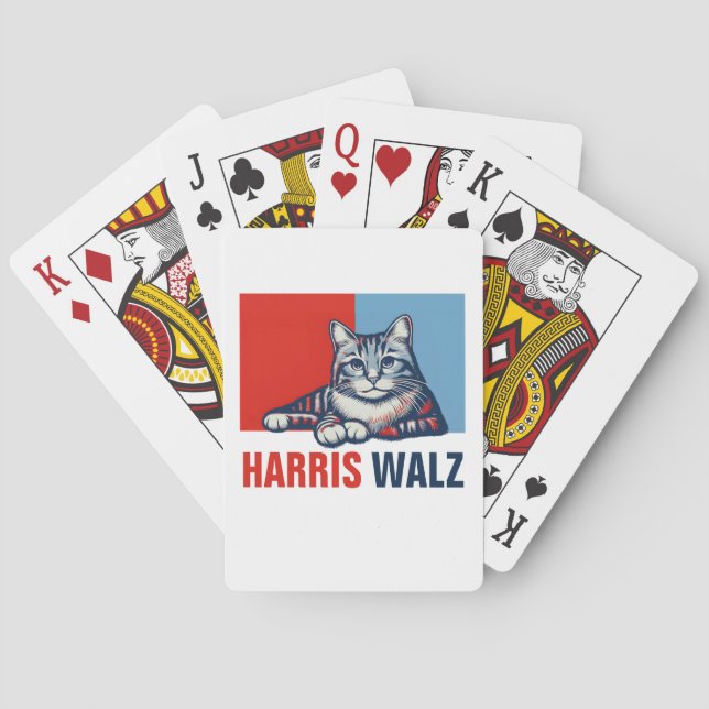 Baraja De Cartas Harris Walz 2024 Obviamente gato azul rojo (Reverso)