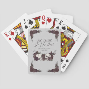 Baraja De Cartas Hasta la Muerte Rosa Malva Floral Cráneo