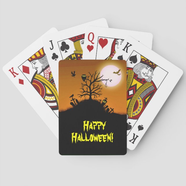 Baraja De Cartas Haunted Grave Yard Halloween (Reverso)
