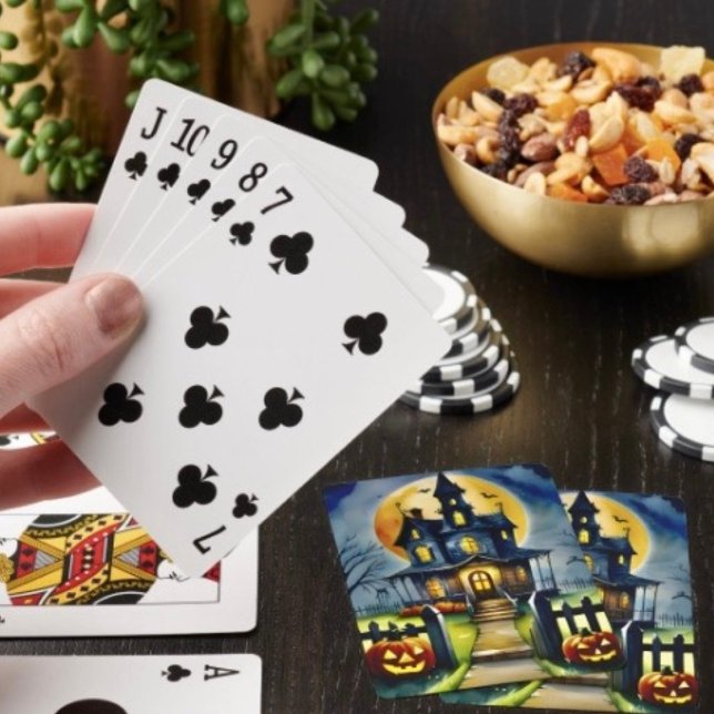 Baraja De Cartas Haunted Hollow & Moon (Poker cards easy to shuffle, smooth card stock. Dimensions: 2.5" x 3.5”. 

)