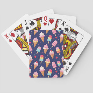 Baraja De Cartas Helado, paletas y patrón de cerezas
