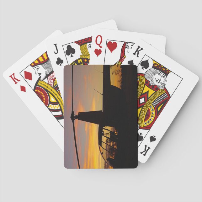 Baraja De Cartas Helicóptero Robinson R44 al atardecer (Reverso)