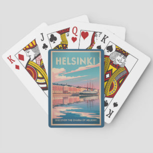 Baraja De Cartas Helsinki Finlandia Frente al Mar Viaje Arte Vintag