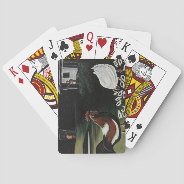 Baraja De Cartas Hen con sus garzas en un paisaje rural de huertos (Reverso)