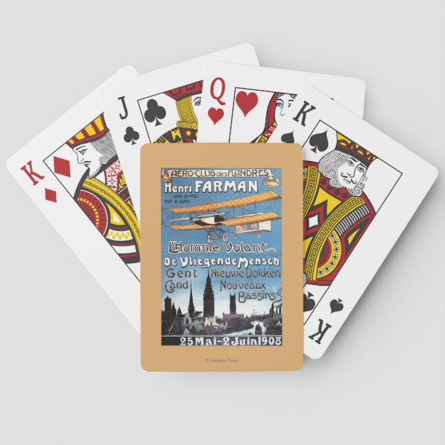 Baraja De Cartas Henry Farman vuela el poster del promo del hombre (Reverso)