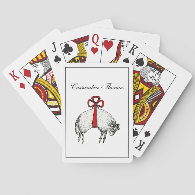 Baraja De Cartas Heraldic Bang Fleece Ram Sheep Escudo Emblem (Reverso)