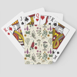 Baraja De Cartas Herbario de jardín medicinal sobre blanco apagado