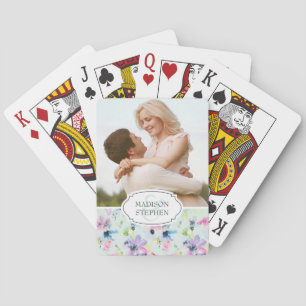 Baraja De Cartas Hermosa acuarela pastel floral - foto Boda