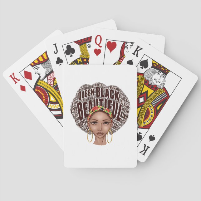 Baraja De Cartas Hermosa afrocéntrica fuerte mujer negra (Reverso)