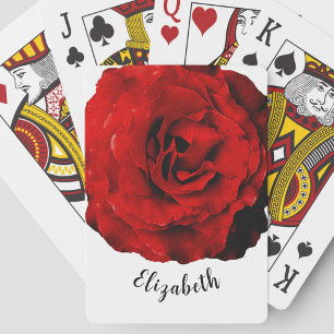 Baraja De Cartas Hermosa flor de rosa roja nombre personalizado par