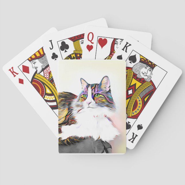 Baraja De Cartas Hermosa foto pintada con piel de arco iris de gato (Reverso)