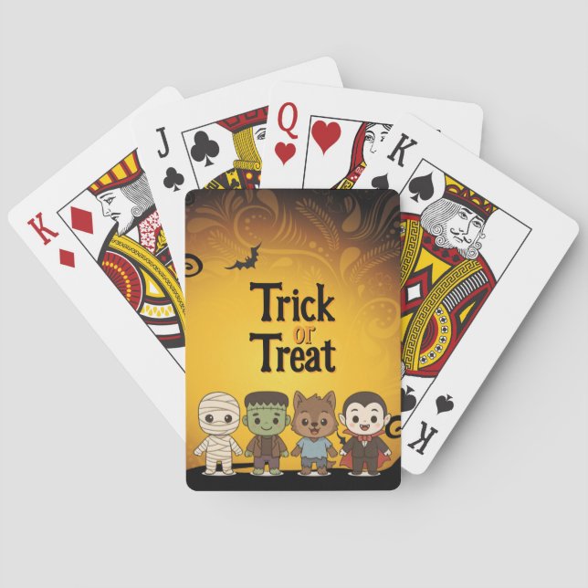 Baraja De Cartas Hermosa, Frankenstein, Drácula, lobo (Reverso)