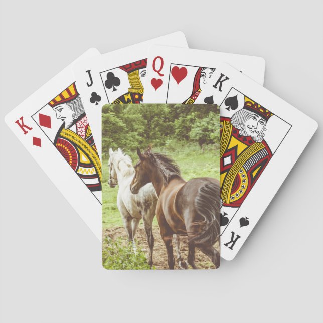 Baraja De Cartas Hermosa granja rústica de caballos (Reverso)