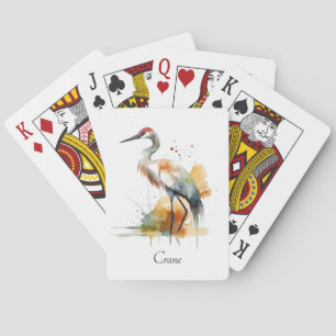 Baraja De Cartas hermosa grúa en acuarela