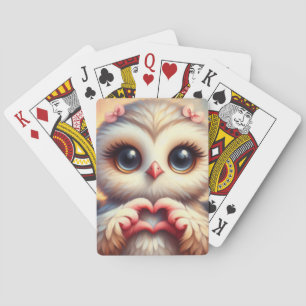 Baraja De Cartas Hermosa Lechuza Corazón de Amor