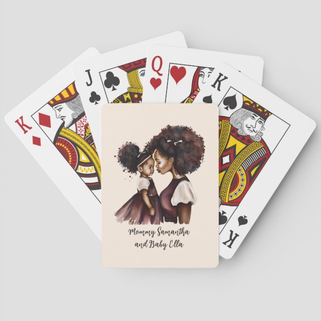 Baraja De Cartas Hermosa mamá y hija negras (24) (Reverso)