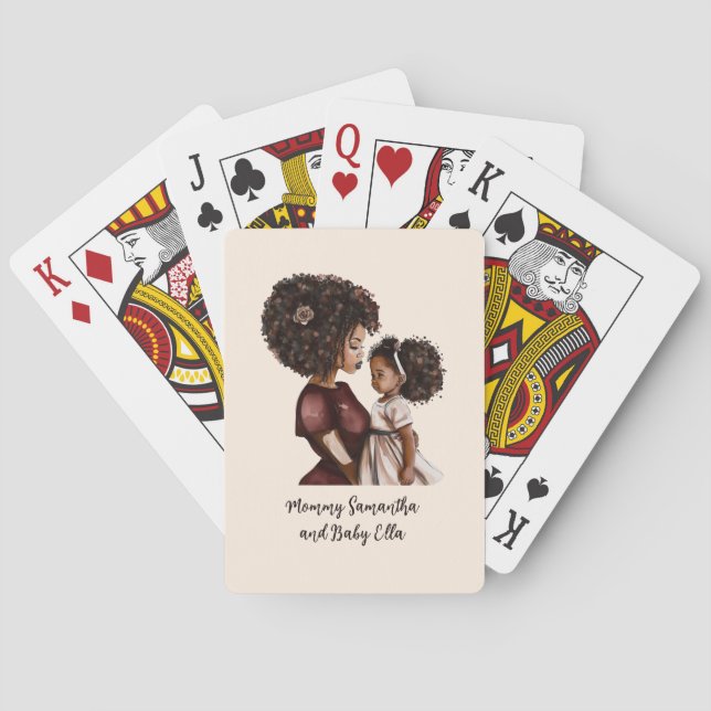 Baraja De Cartas Hermosa mamá y hija negras (26) (Reverso)