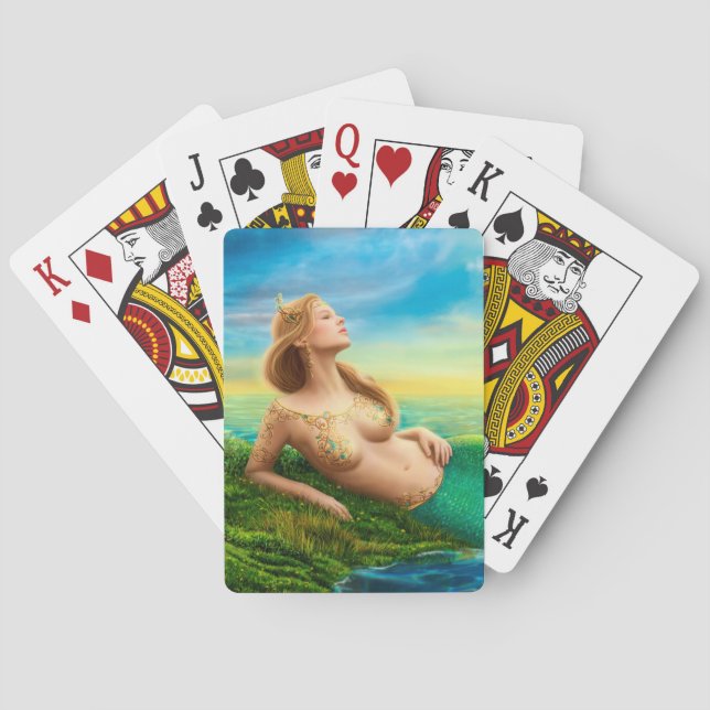Baraja De Cartas Hermosa princesa - sirena de fantasía (Reverso)