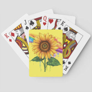 Baraja De Cartas hermosa y elegante huella con girasol