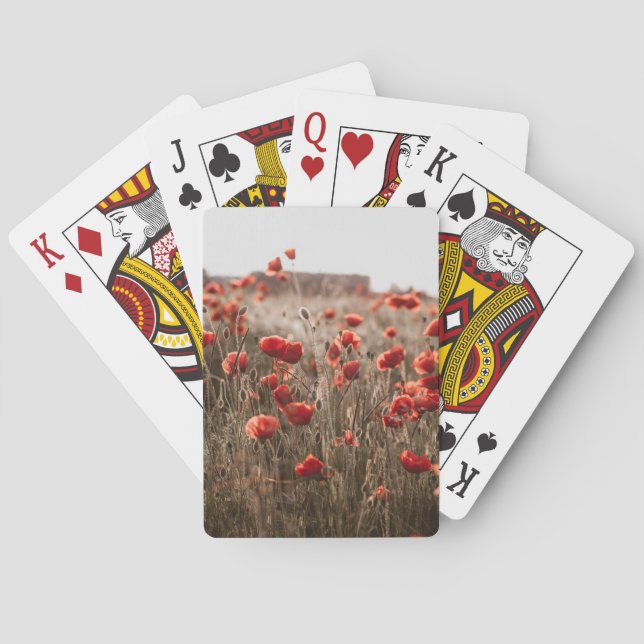 Baraja De Cartas hermosas flores de amapola (Reverso)