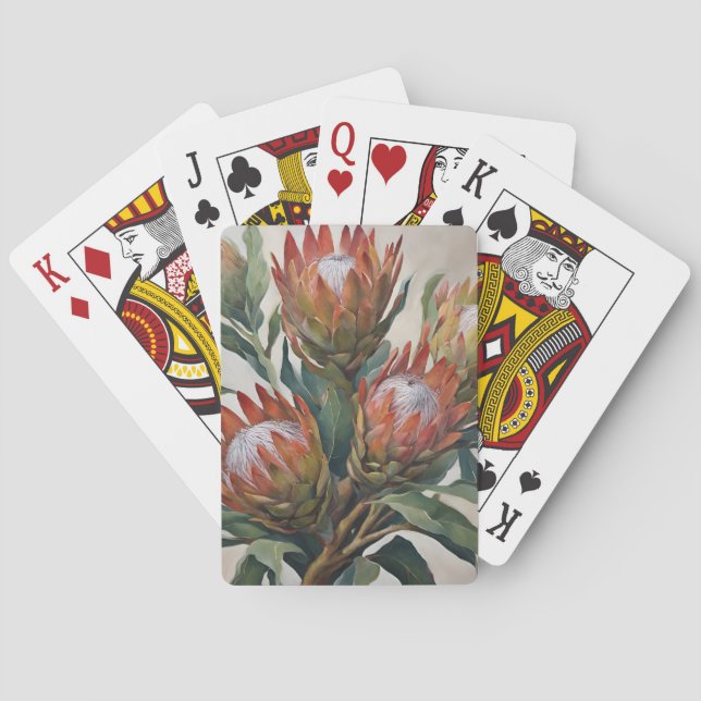 Baraja De Cartas Hermosas flores de Protea de Sudáfrica (Reverso)