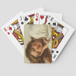 Baraja De Cartas Hermoso Chica en cama con pelo rojo