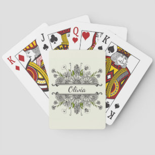 Baraja De Cartas Hermoso dibujo de flores negras y blancas