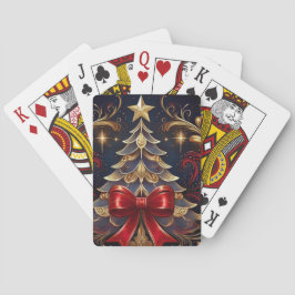 Baraja De Cartas Hermoso diseño de cinta roja de árbol de Navidad