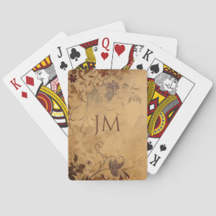 Baraja De Cartas Hermoso diseño floral sobre papel vintage