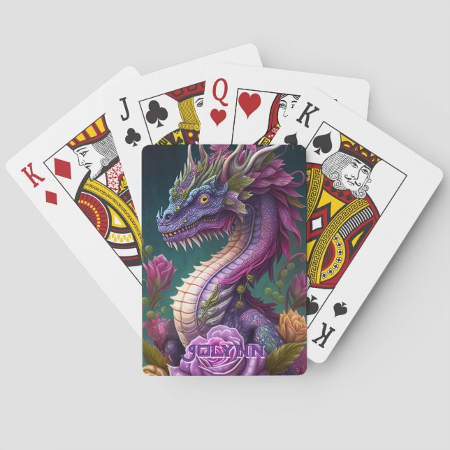 Baraja De Cartas Hermoso dragón morado (Reverso)