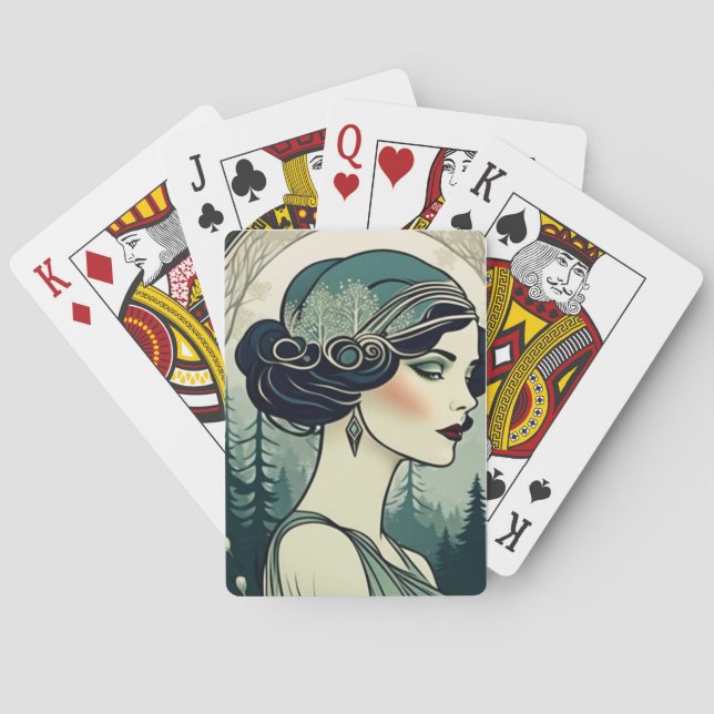Baraja De Cartas Hermoso Flapper Art Deco (Reverso)