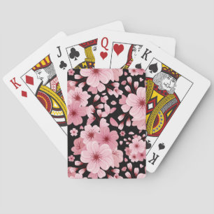 Baraja De Cartas Hermoso florecimiento de cerezos en fondo negro