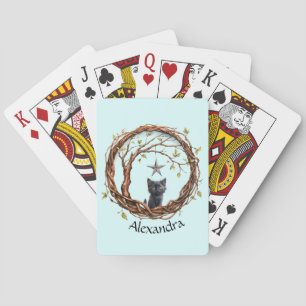 Baraja De Cartas Hermoso gatito negro mirando una estrella