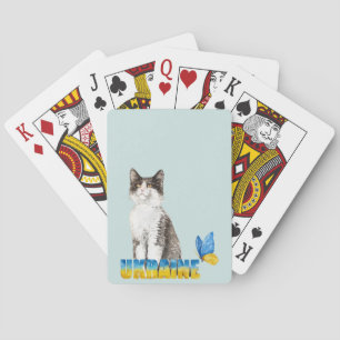 Baraja De Cartas Hermoso Gato y Mariposa de Ucrania en Acuarela