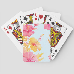 Baraja De Cartas Hermoso Hibisco   Acuarela de Flor Tropical