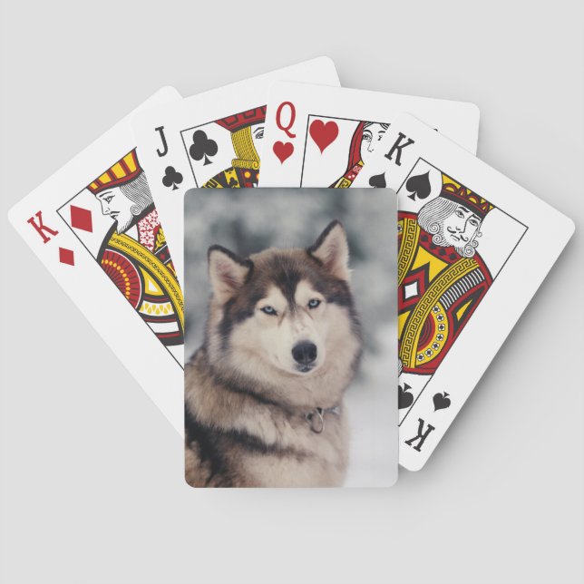 Baraja De Cartas Hermoso Husky al aire libre (Reverso)