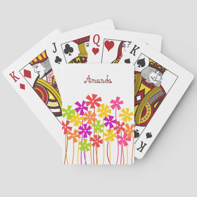 Baraja De Cartas Hermoso jardín de flores (Reverso)