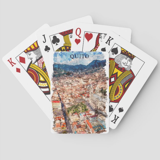 Baraja De Cartas Hermoso paisaje urbano de Quito (Reverso)