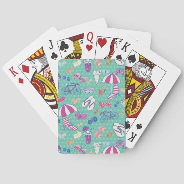 Baraja De Cartas Hermoso patrón con elementos de verano (Reverso)
