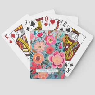 Baraja De Cartas Hermoso patrón floral botánico femenino