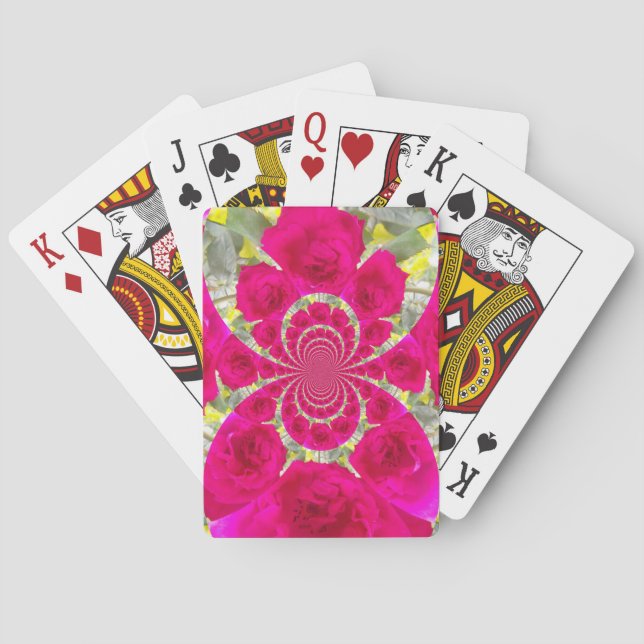Baraja De Cartas Hermoso Patrón Kaleidoscope de rosas rojas rojas i (Reverso)