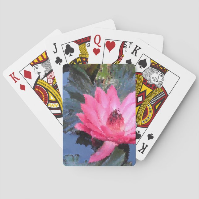 Baraja De Cartas Hermoso Red Pink Purple Waterlily (Reverso)