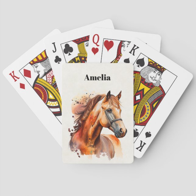 Baraja De Cartas Hermoso retrato de caballo de Sorrel (Reverso)
