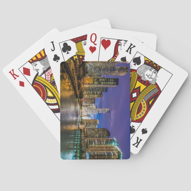 Baraja De Cartas Hermoso río Chicago en Sunset, Illinois (Reverso)