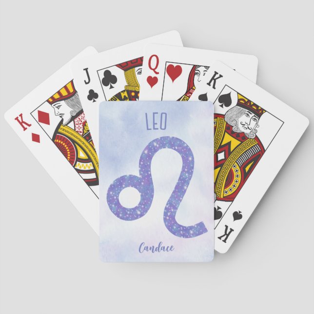 Baraja De Cartas Hermoso Rótulo Astrología Leo Personalizado Púrpur (Reverso)