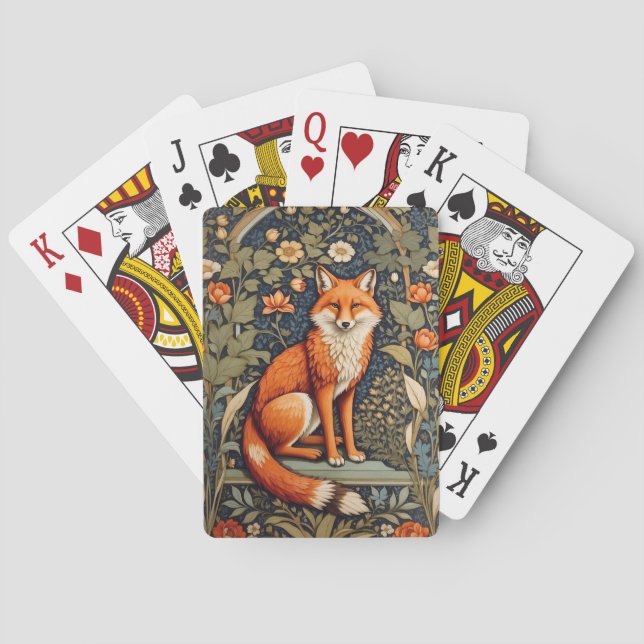 Baraja De Cartas Hermoso Sitting Red Fox William Morris Inspirado (Reverso)
